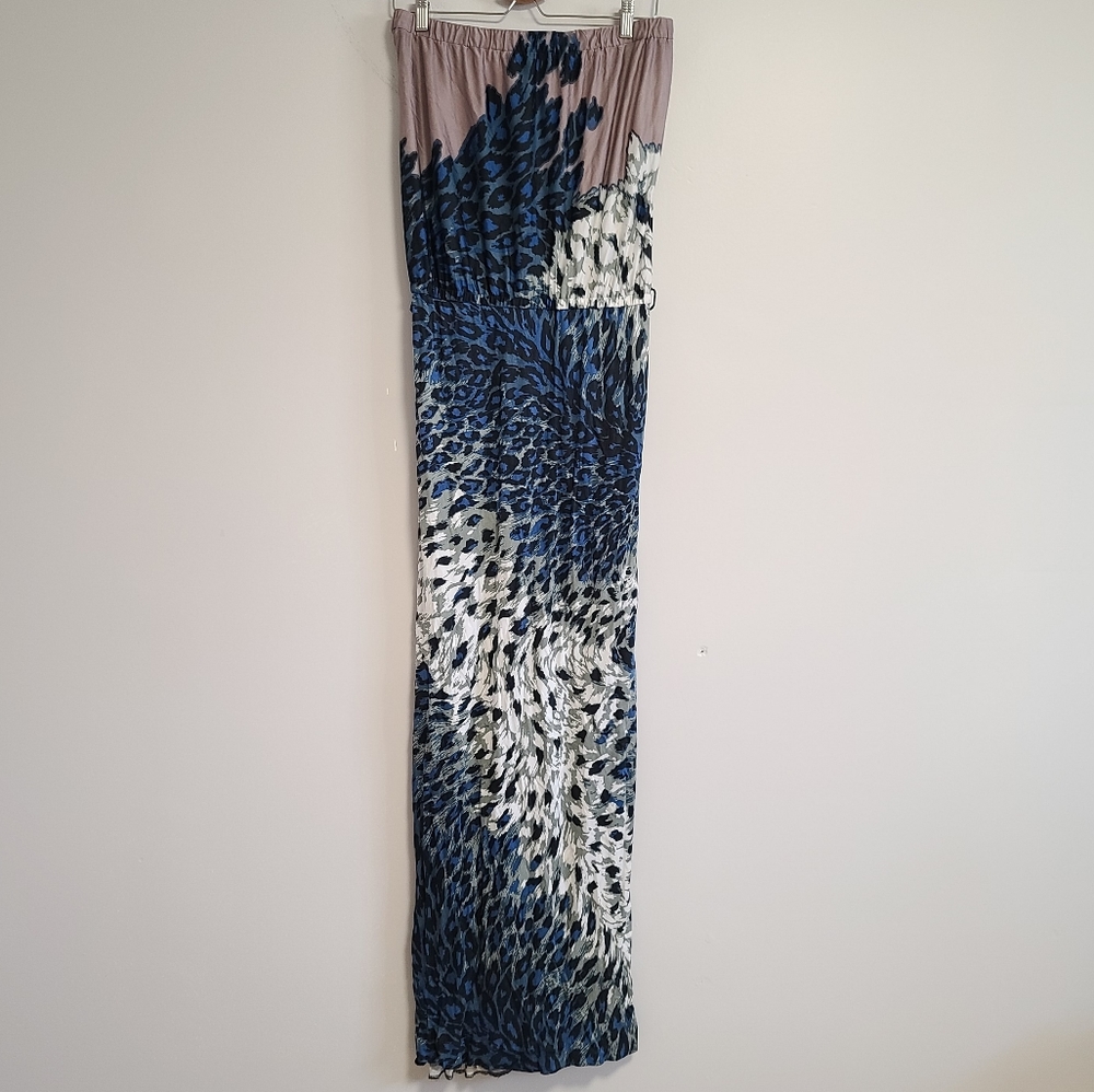 Tibi leopard print strapless maxi dress
